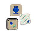 Lässig Lässig RVS snackboxes 3-delig  - Happy Trails Frog