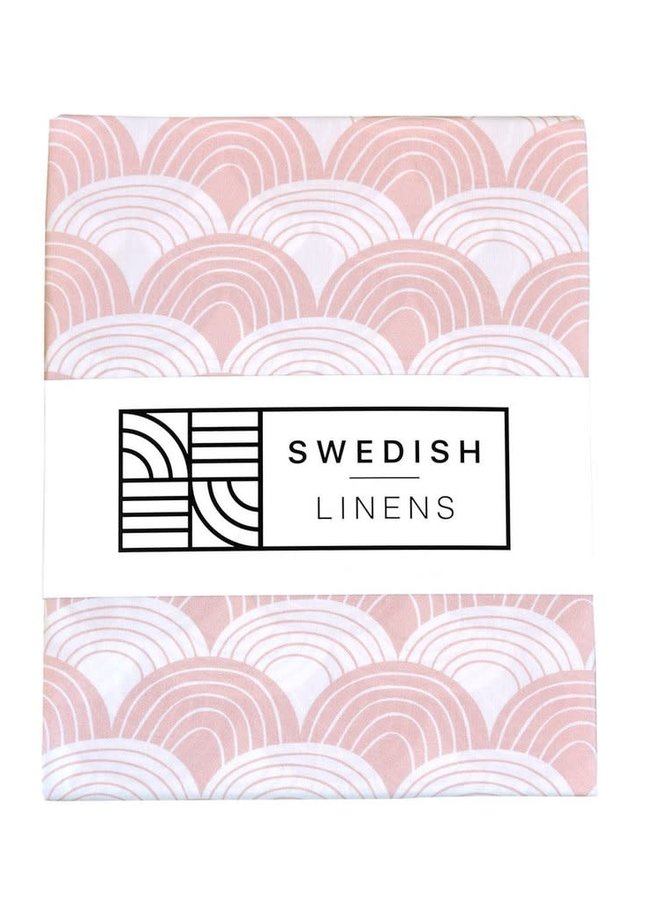 Swedish Linens hoeslaken Rainbows nudy pink, 40 x 80 cm