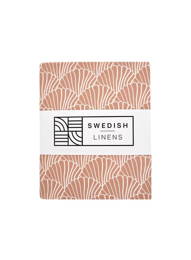 Swedish Linens hoeslaken Seashells Terracotta pink, 60 x 120 cm