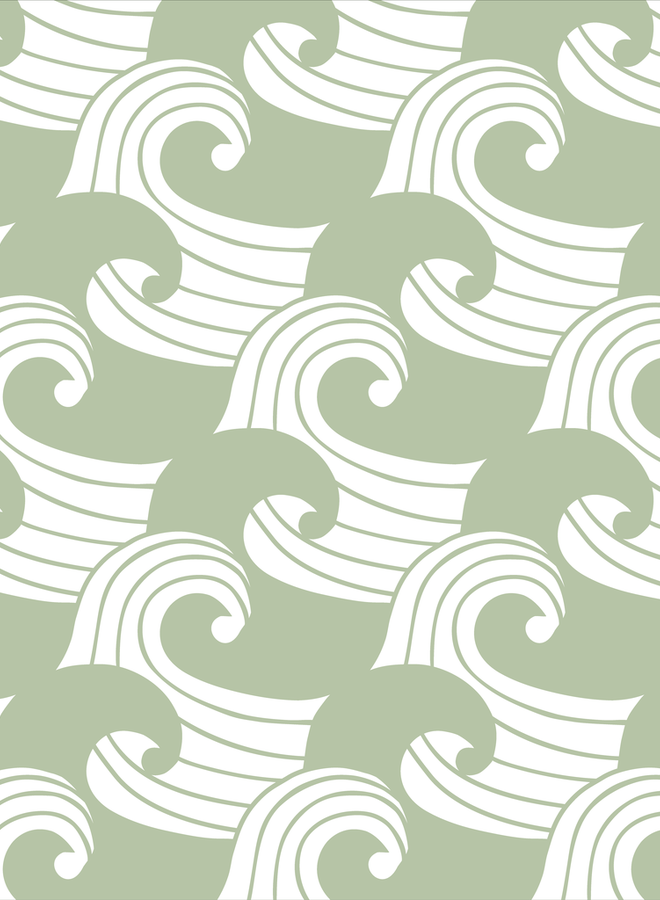 Swedish Linens hoeslaken Waves Sage, 40 x 80 cm