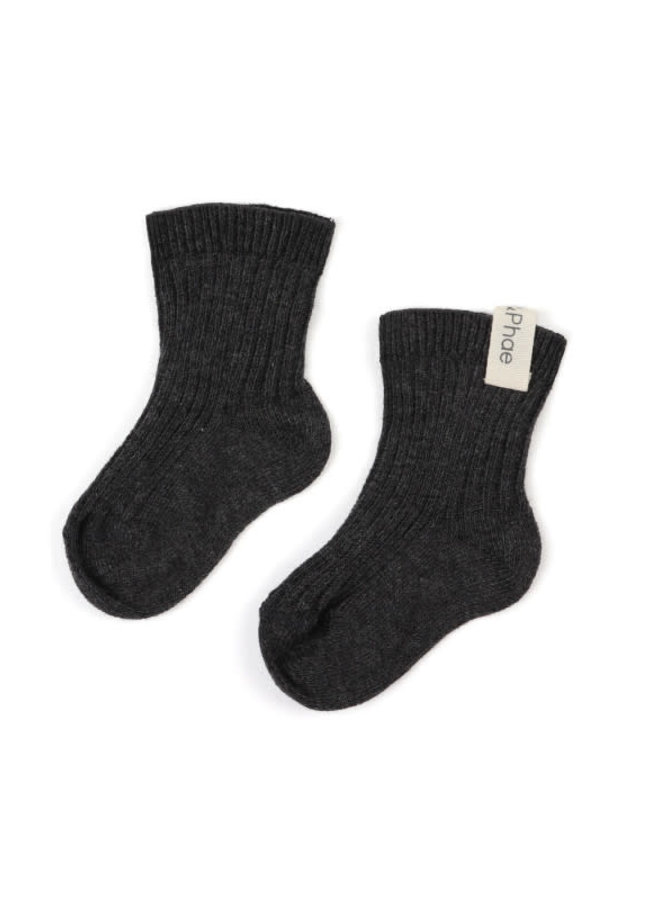 ribbed baby socks Charcoal