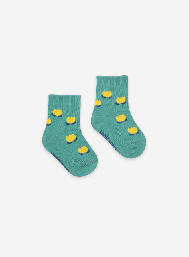 Chocolate Flowers Green Baby Socks