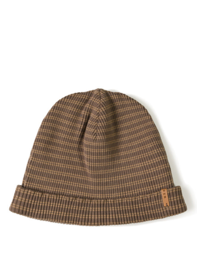 Rib beanie Toffee stripe