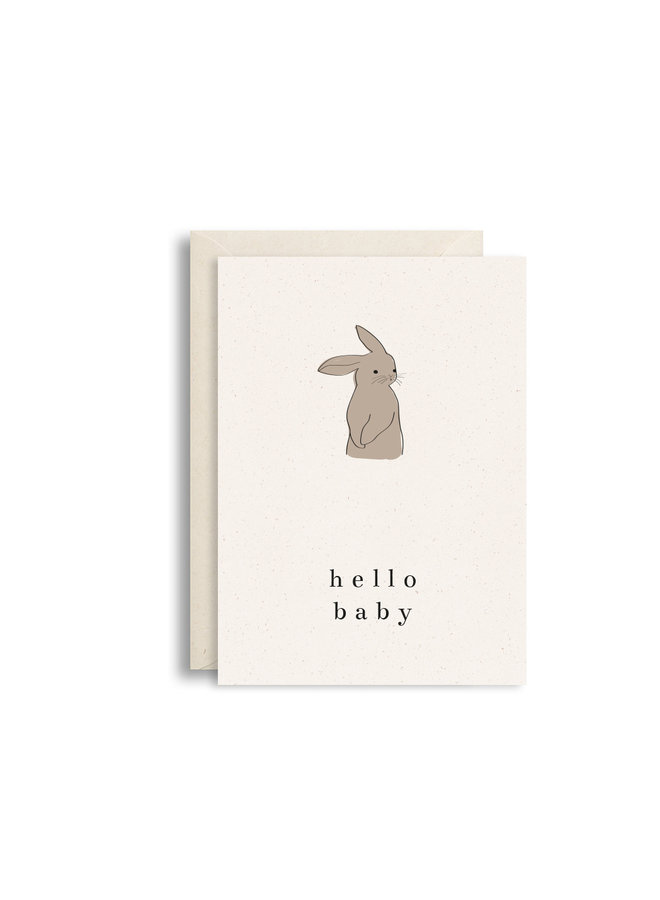 Wenskaart hello baby konijn