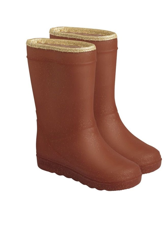 Thermo boot -  Leather  brown (glitter)