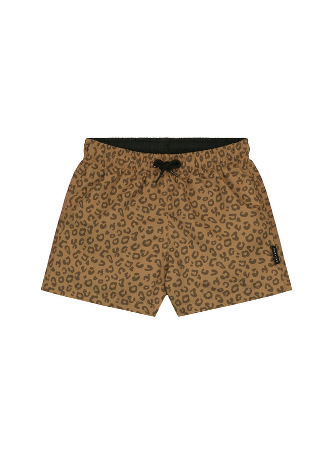 Happy leopard swim shorts sandstone