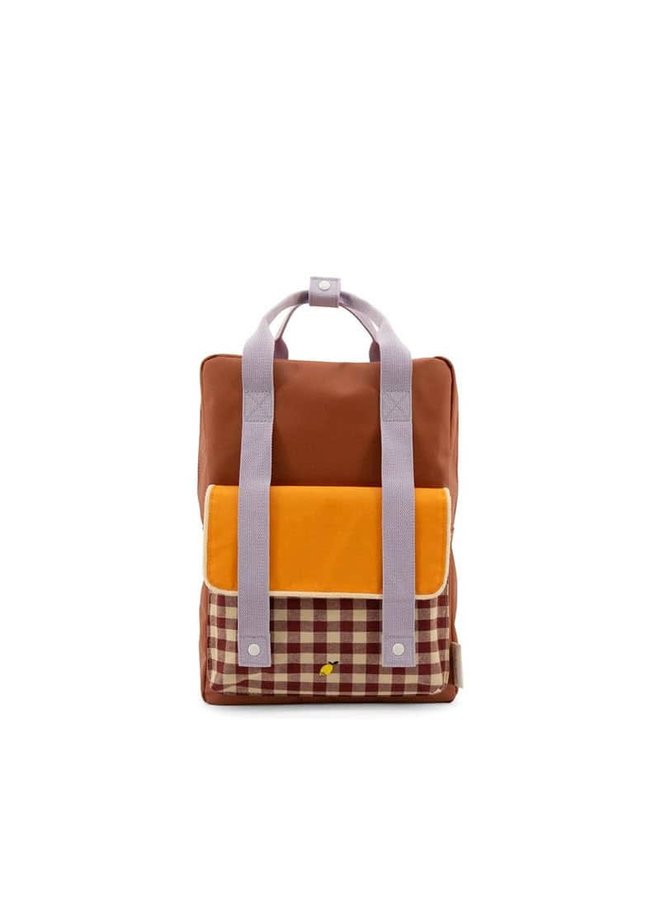 Backpack Gingham - L - chocolate sundae + daisy yellow + mauve lilac