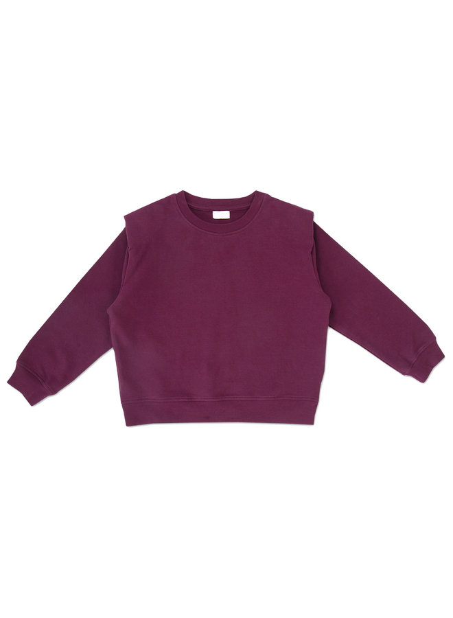 Padded Shoulder Sweater - Grape Wine