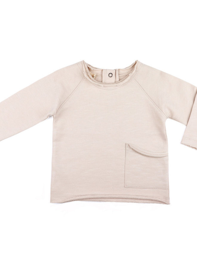 Raw-edged baby sweater Oatmeal