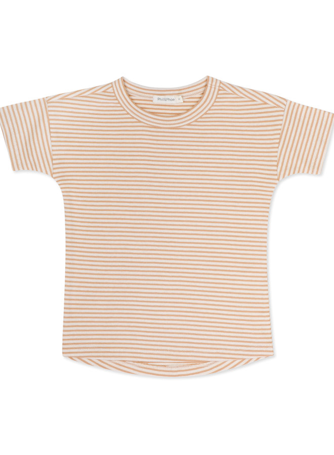 Rib tee s/s stripes Dune