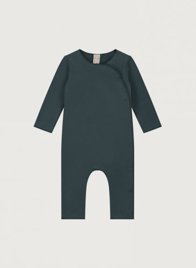 Baby Suit with Snaps GOTS - Blue Grey