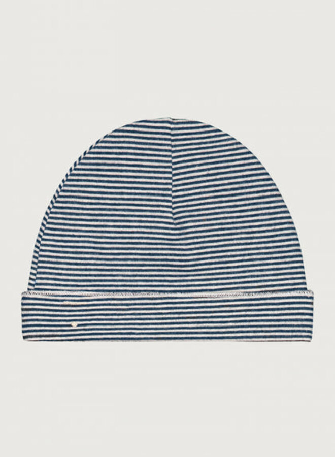 Baby Beanie GOTS - Blue Grey - Cream