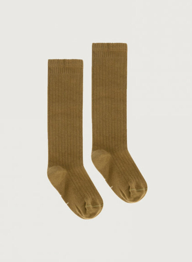 Long Ribbed Socks GOTS - Peanut