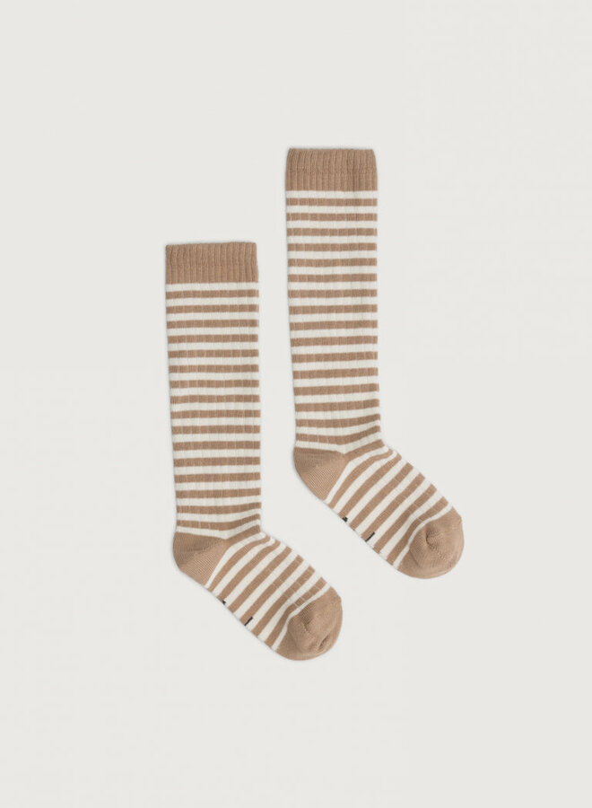 Long Ribbed Socks GOTS - Biscuit - Cream
