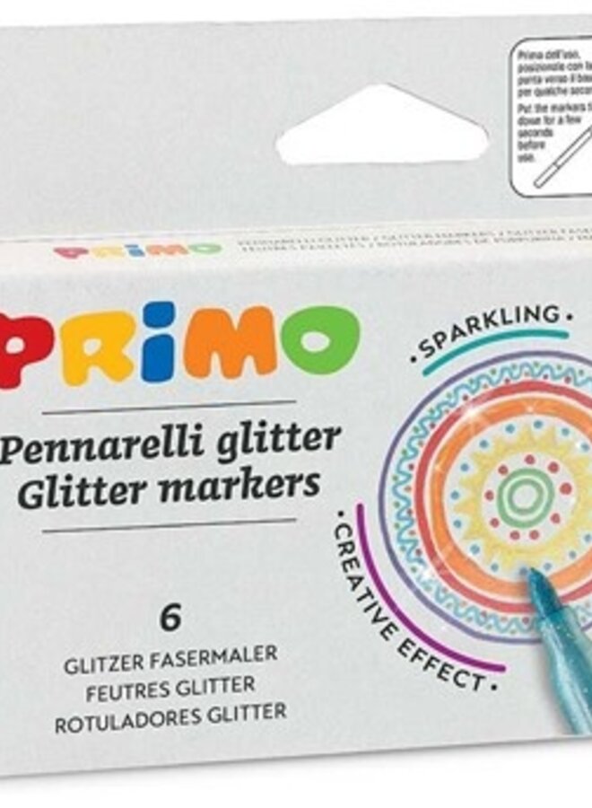 6 Viltstiften glitter ø2mm in doos