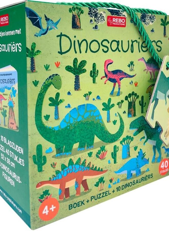 Dinosauriërs puzzle, boek en 10 figuren