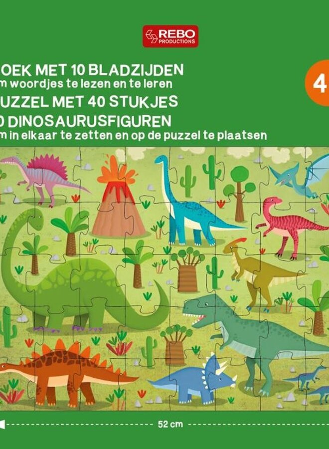 Dinosauriërs puzzle, boek en 10 figuren