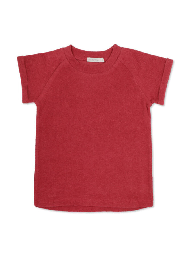 Frotté raglan top slub deep coral