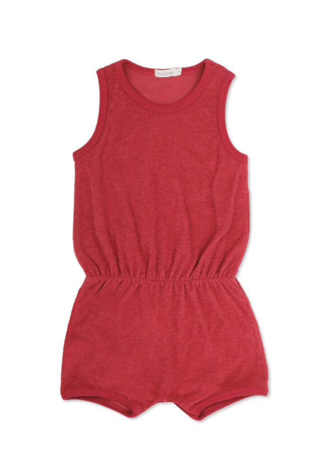 Frotté playsuit slub deep coral