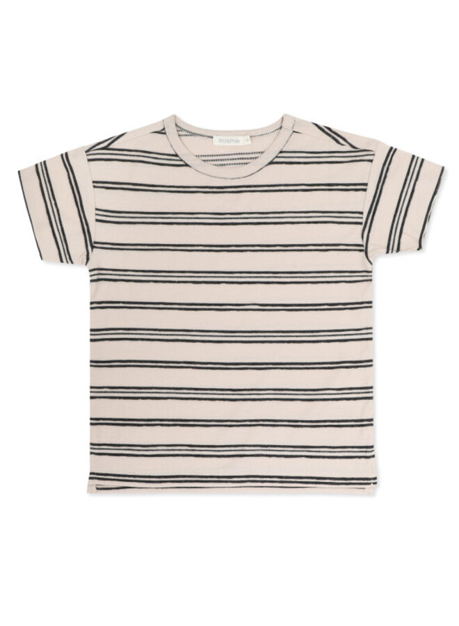 Oversized tee s/s textured stripes shell