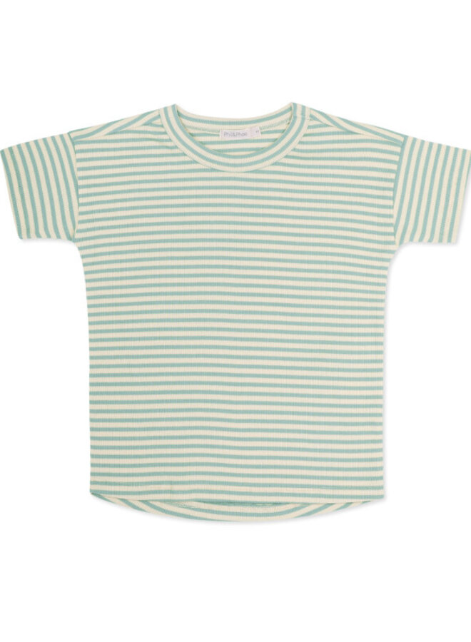 Rib tee s/s stripes sea foam