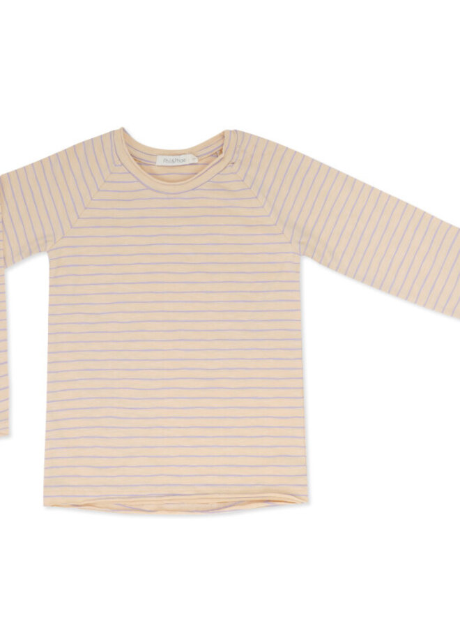 Raglan tee l/s stripes pop lilac