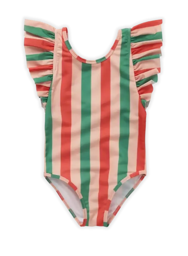 Swimsuit ruffle Stripe print