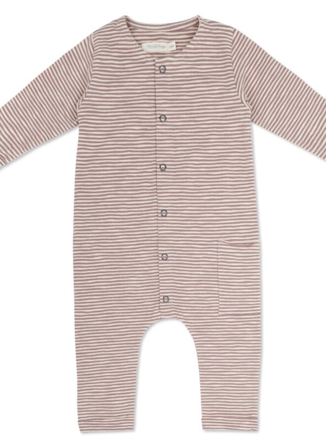 Pocket jumpsuit l/s stripes soft amethyst