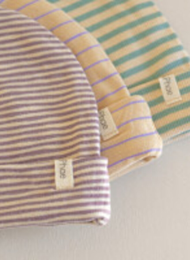 Baby hat stripes soft amethyst