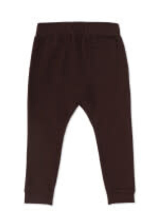 Drop-crotch sweat pants - dark umber