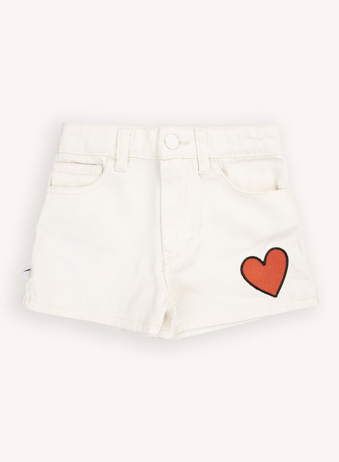 White denim - shorts with embroidery