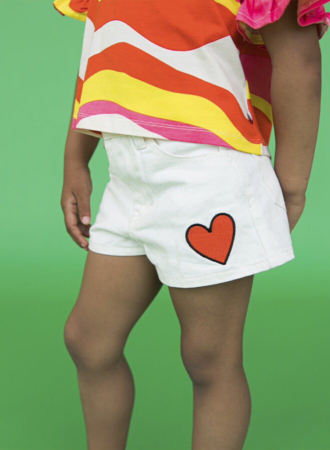 White denim - shorts with embroidery