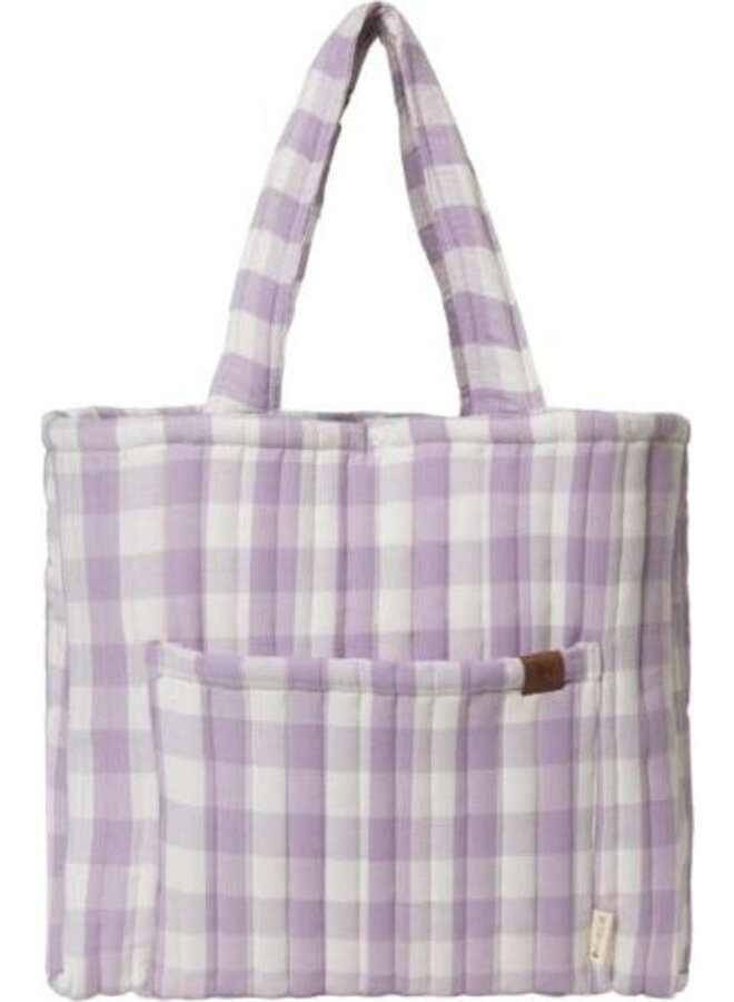 Quilted Tote Bag - Lilac Checks