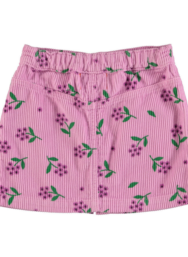 Short skirt - Pink corduroy w/ flowers allover