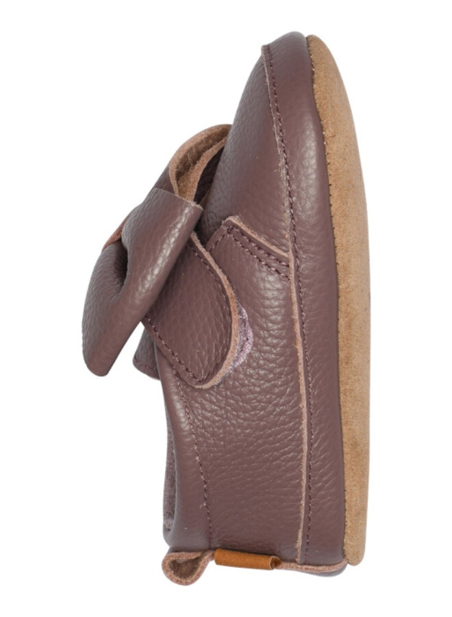 Bow leather slippers - Elderberry