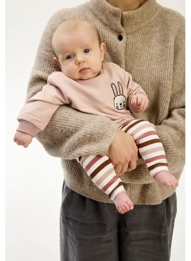 TNSBPama Rib  Leggings - Withered rose striped