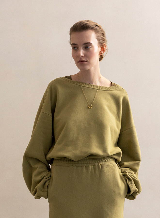 Loose sweat top l/s - Soft Moss