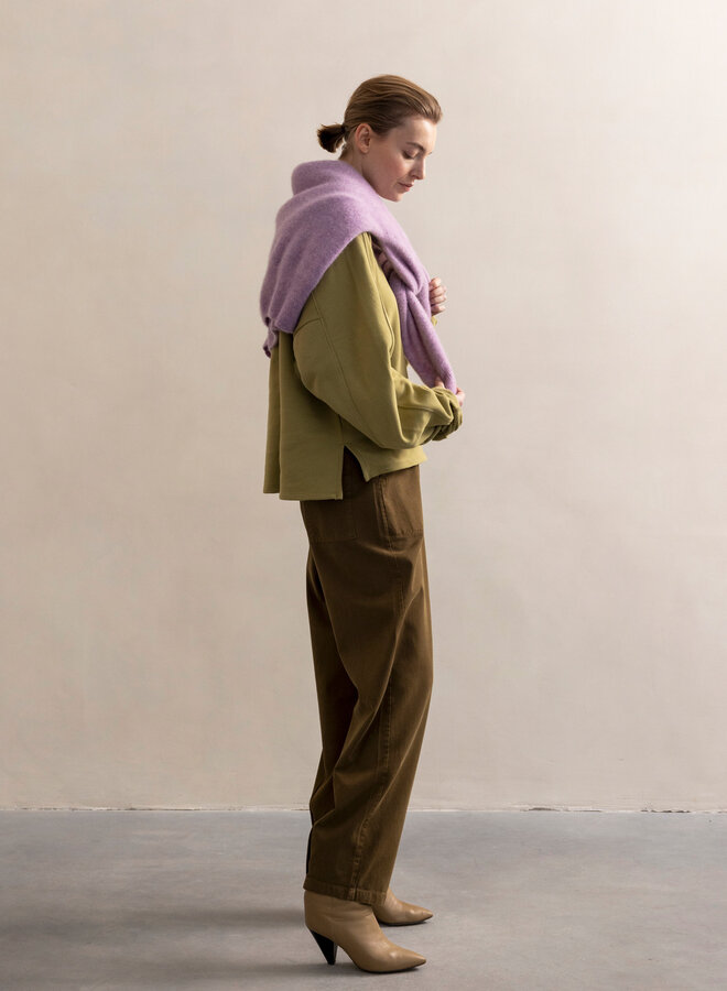 Wide woven pants - Dark Moss