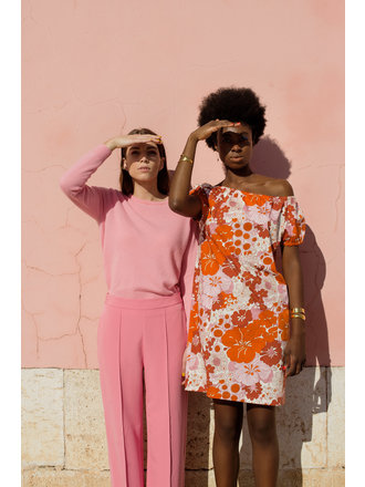 Nathalie Vleeschouwer Vada orange flowers shoulder dress Nathalie Vleeschouwer Vada orange flowers shoulder dress