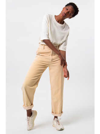Nathalie Vleeschouwer women Crème ribbroek met hoge taille Nathalie Vleeschouwer women Crème ribbroek met hoge taille