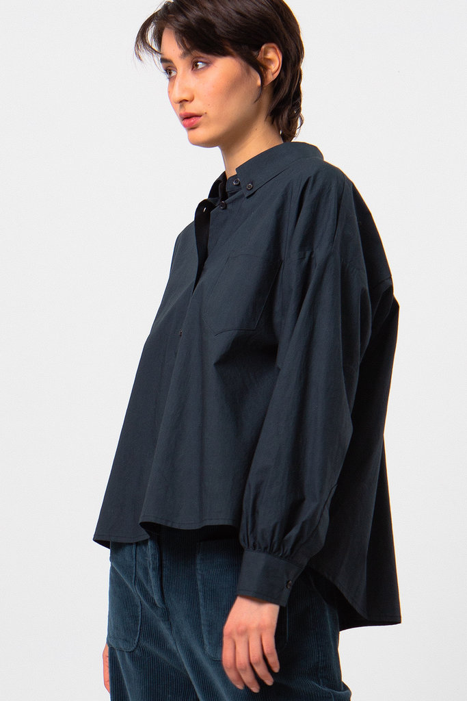 Nathalie Vleeschouwer women Petrol-zwarte popeline blouse