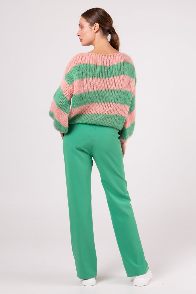 Nathalie Vleeschouwer Murcia pink-green striped knit sweater