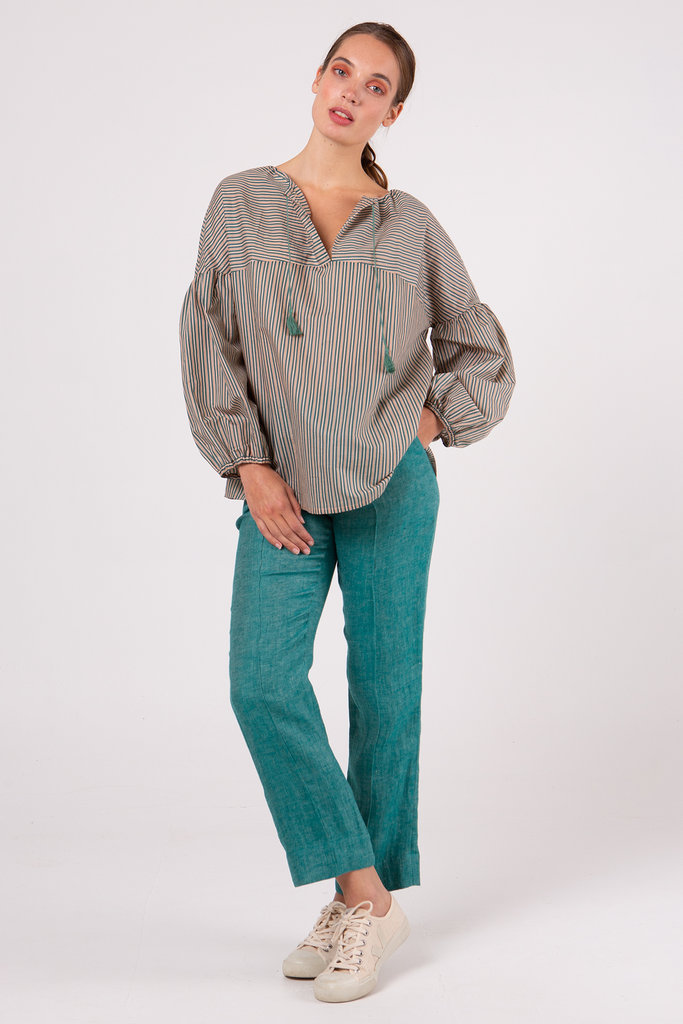 Nathalie Vleeschouwer Vania groengestreepte blouse