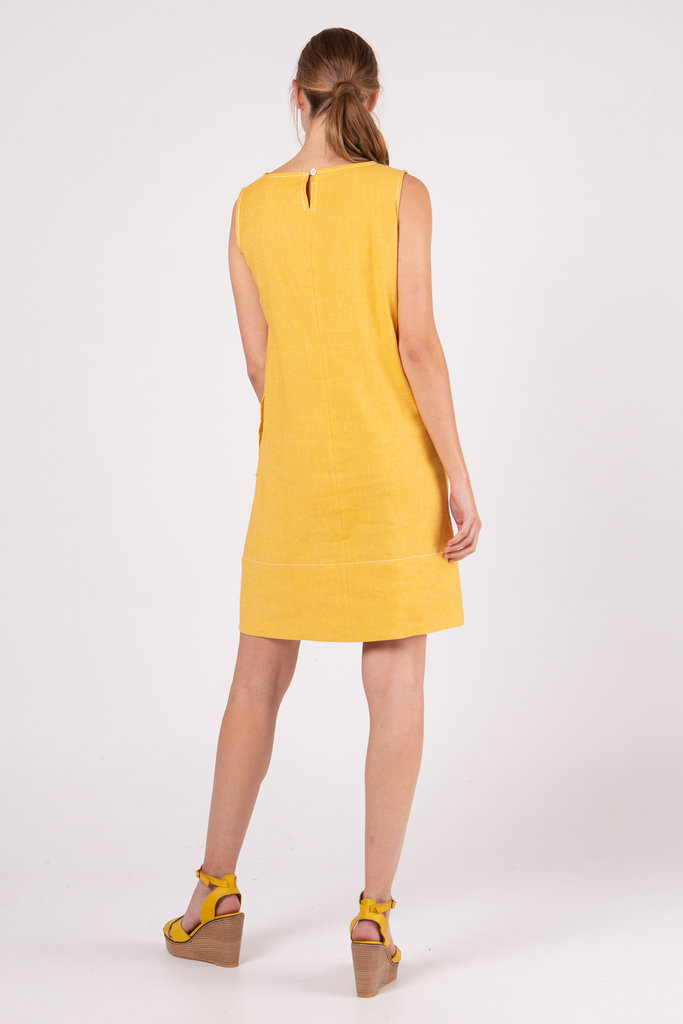 Nathalie Vleeschouwer Zella yellow contrast stitch dress