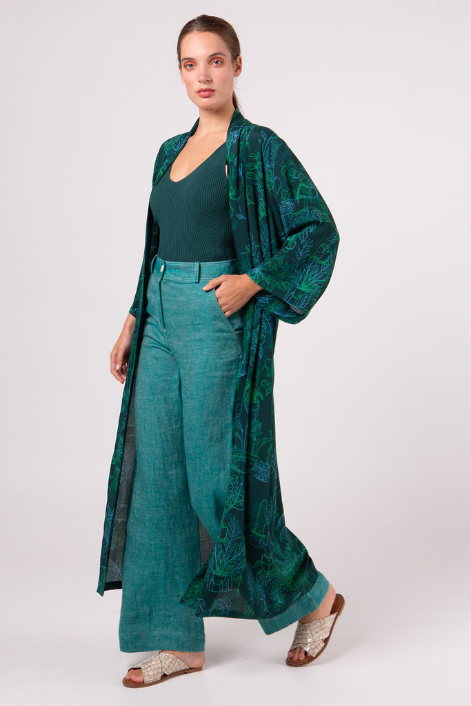 Nathalie Vleeschouwer Zuri emerald linen trousers