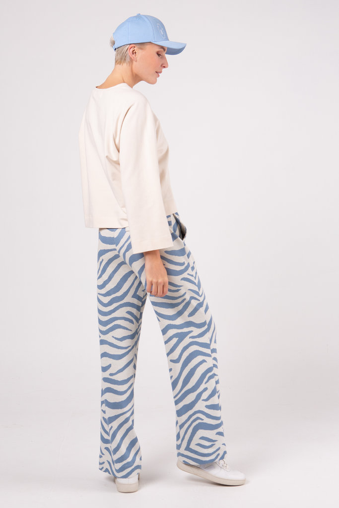 Nathalie Vleeschouwer Wirry sky blue zebra trousers