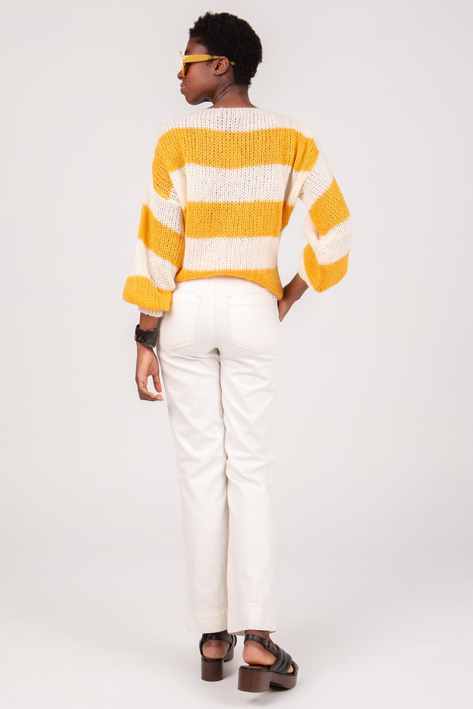 Fragile Murcia yellow-cream striped knit sweater