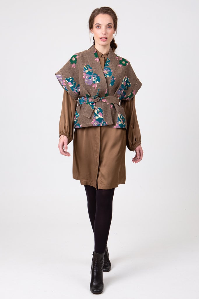 Nathalie Vleeschouwer women Anzu gold brocade kimono jacket