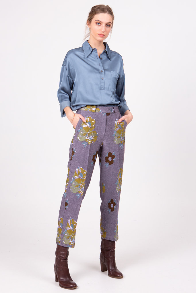Nathalie Vleeschouwer women Zong lilac brocade trousers