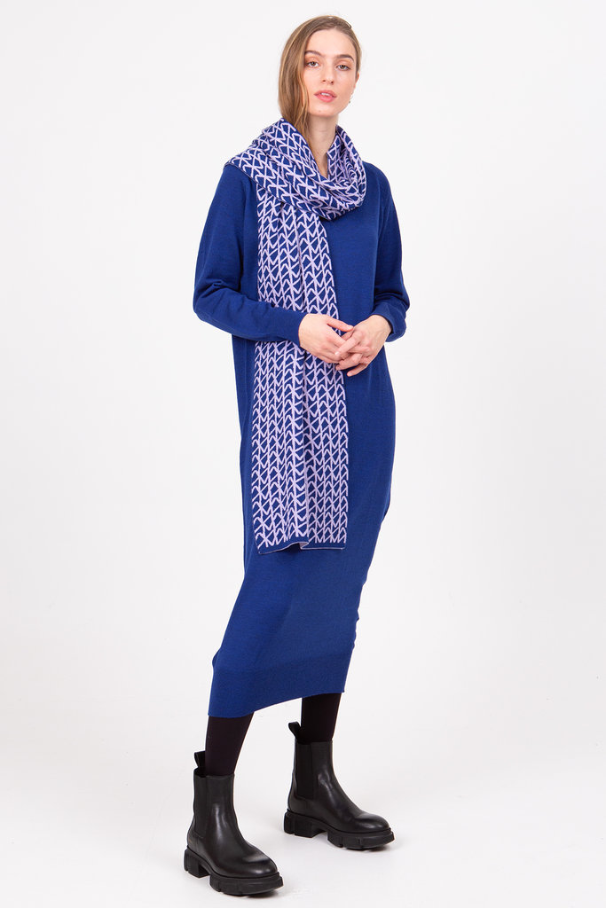 Nathalie Vleeschouwer women Millau monogram scarf in lilac-cobalt